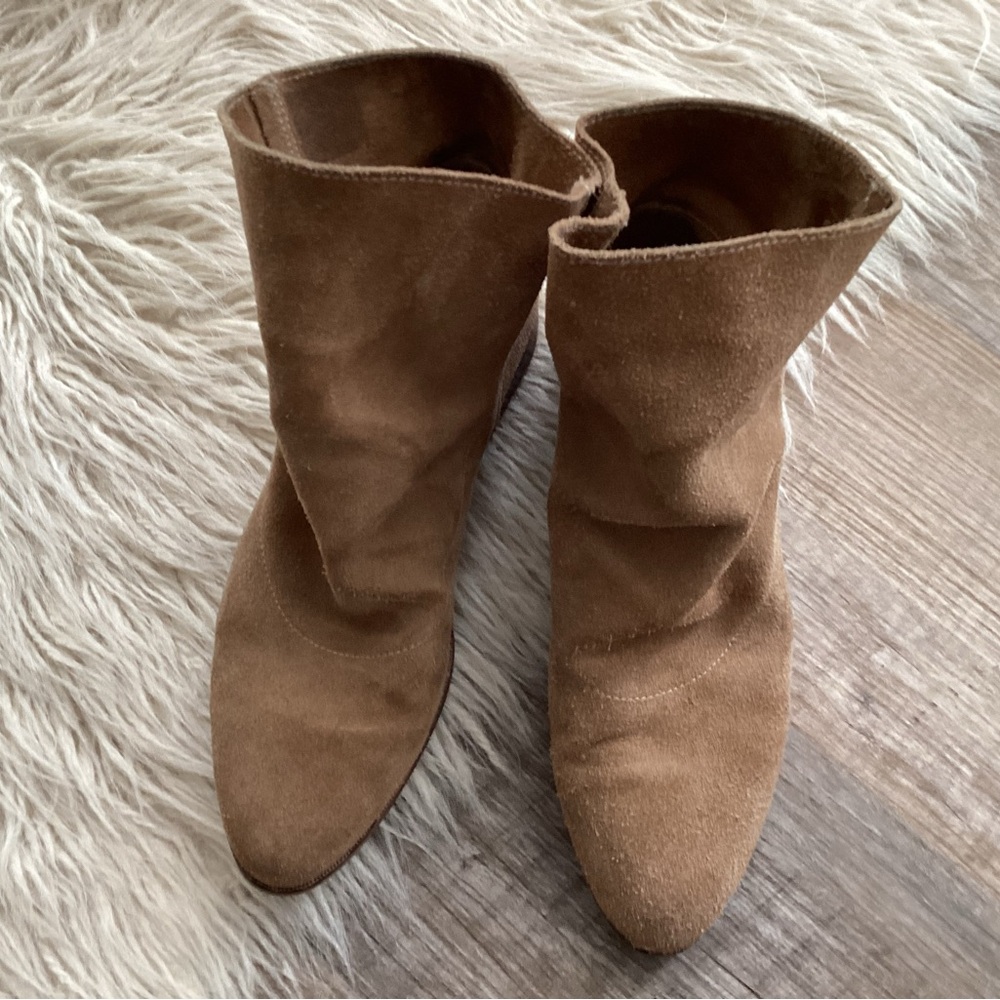 Chocolate Blu Suede slouch Ankle Boots size 38